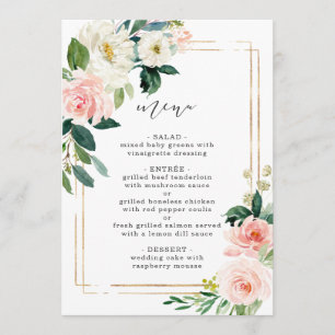 Blancs Fleur Blanche Élégant menu Mariage Floral