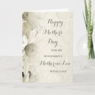 Blancs Floral Mère en droit Bonne carte de fête de