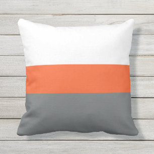 Blancs gris orange gris rayé extérieur oreiller à