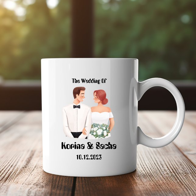 Blancs Mariage Illustration Cadeau Imprimer Mug (Créateur téléchargé)