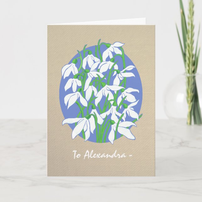 Blancs neige sur Burlap Janvier Carte d'anniversai (Devant)