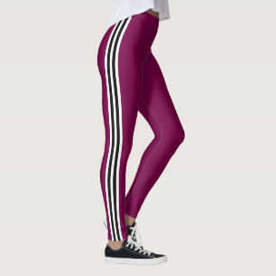 Blancs noirs Blancs Burgundy Couleur Leggings