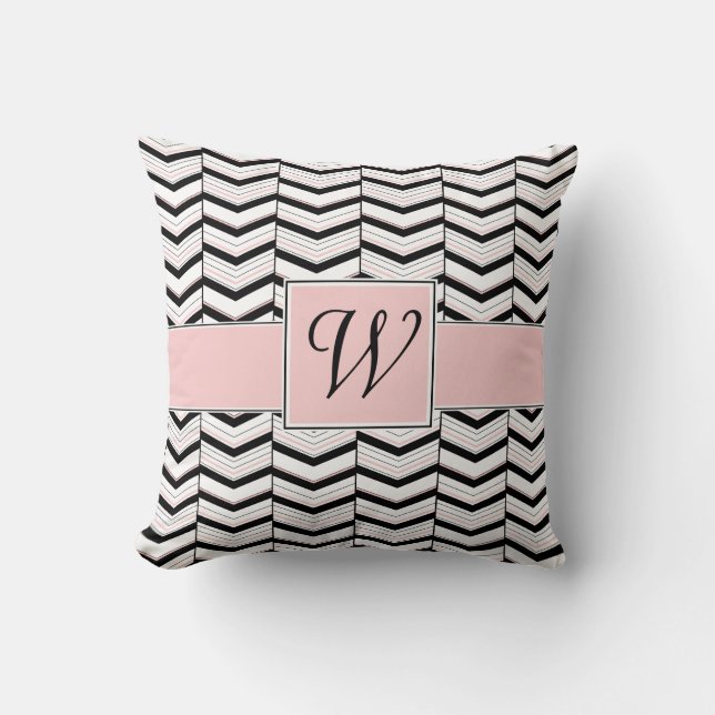 Blancs noirs et rougissent coussin de Chevron (Recto)