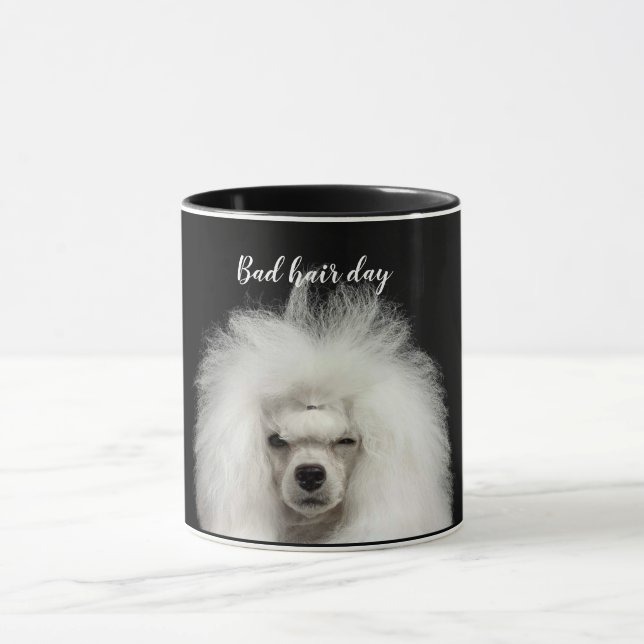 Blancs Poodle Mauvais Cheveux Jour Mug (Centre)