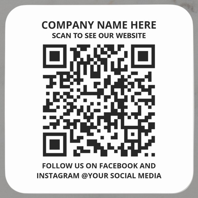 Blancs promotionnels QR Code Moderne Sticker d'ent (company scannable qr code social media sticker label)