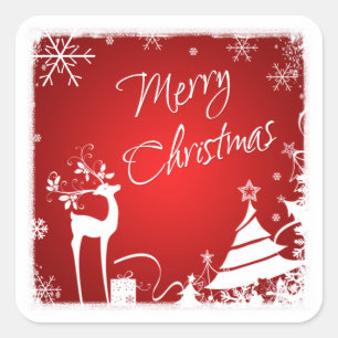 Blancs rouges Joyeux cerf de Noël, Stickers Snowfl