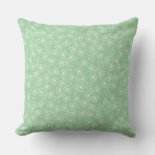 Blancs shamrock sur Coussin vert, Cushion