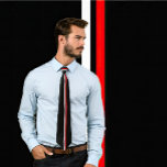 Blancs verticaux et rouges sur cravate noire<br><div class="desc">Une cravate simple mais audacieuse avec des bandes verticales blanches et rouges sur le noir. Une cravate parfaite pour une entrevue,  un diplôme,  un mariage ou même une fête... une cravate parfaite pour toutes les occasions.</div>