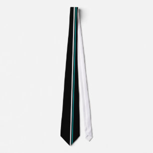 Blancs verticaux et Turquoises sur cravate noire