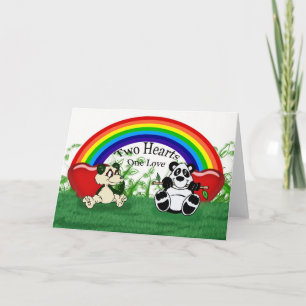 Blank gay lesbian Love carte avec pandas et rainbo