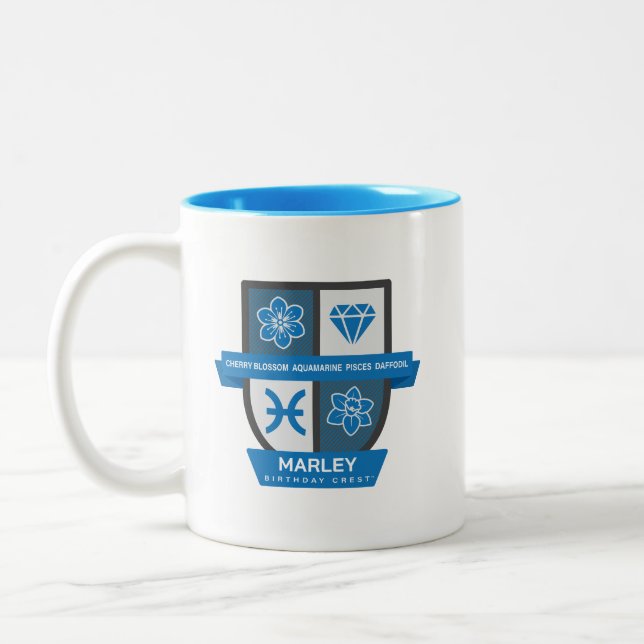 Blason d'anniversaire des Poissons™ pour mug du 1e (Gauche)