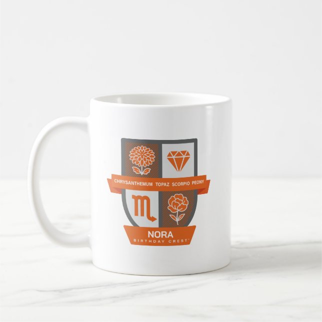 Blason d'anniversaire Scorpion™ pour mug du 1er au (Gauche)