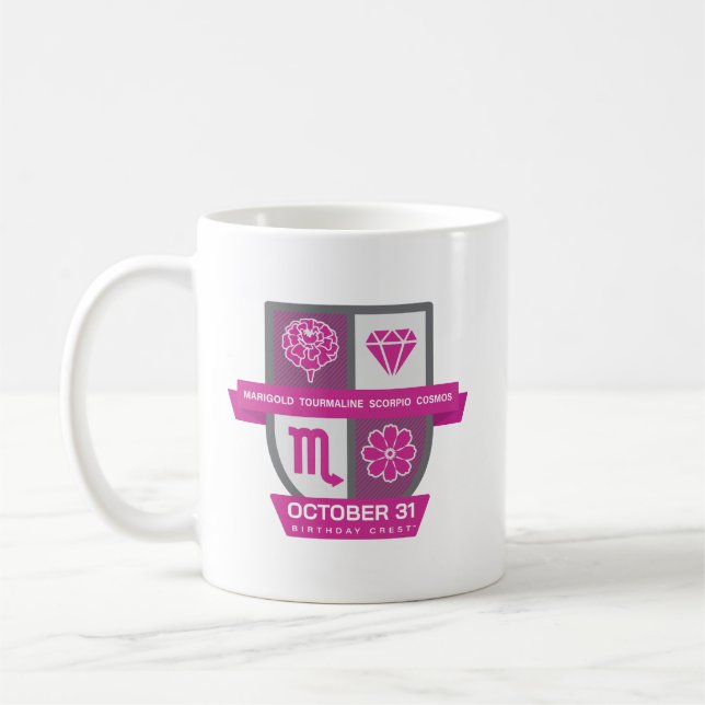Blason d'anniversaire Scorpion™ pour mug du 24 au  (Gauche)