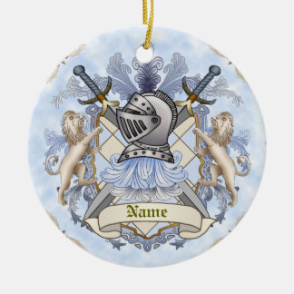 Blason de Famille Chevalier Bleu Ornement de Nom d