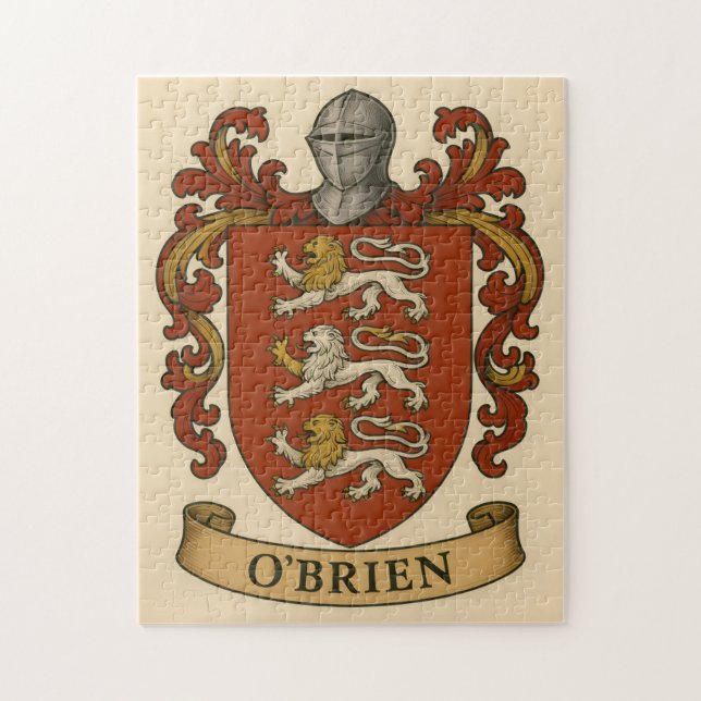 Blason de famille O'Brien en puzzle plaqué argent (Vertical)