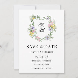 Blason de monogramme floral formel de mariage