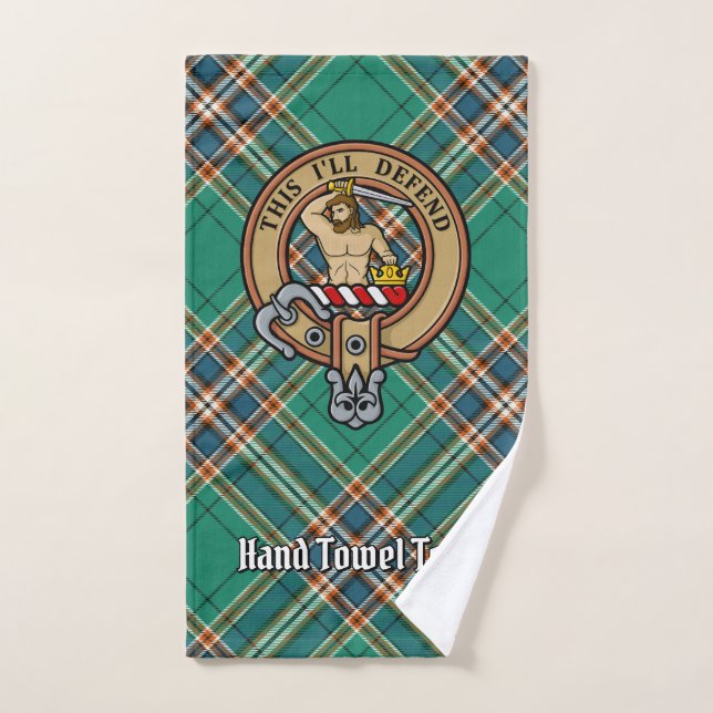 Blason du clan MacFarlane sur tartan de chasse anc (Serviette à main)