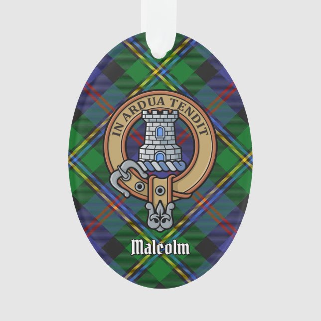 Blason du clan Malcolm sur tartan (devant)