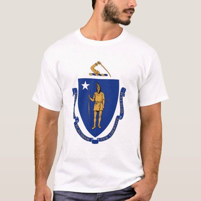 Blason du Massachusetts, T-Shirt Américain (Devant)