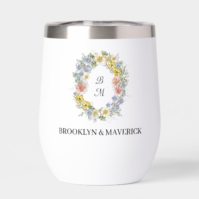 Blason Floral Formel Monogramme de Mariage (Arrière)