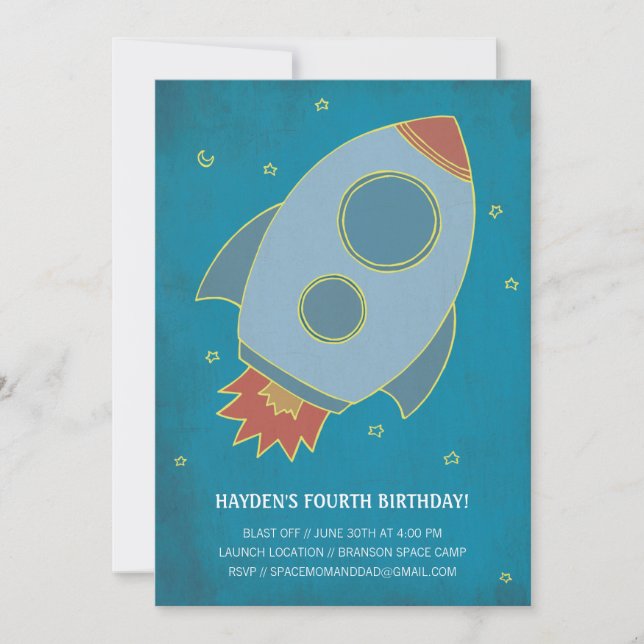 Blast Off Anniversaire ! Invitation d'anniversaire (Devant)