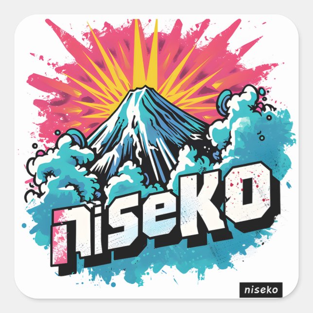 Blast rétro Niseko - Ensemble de stickers ski Cool (Devant)