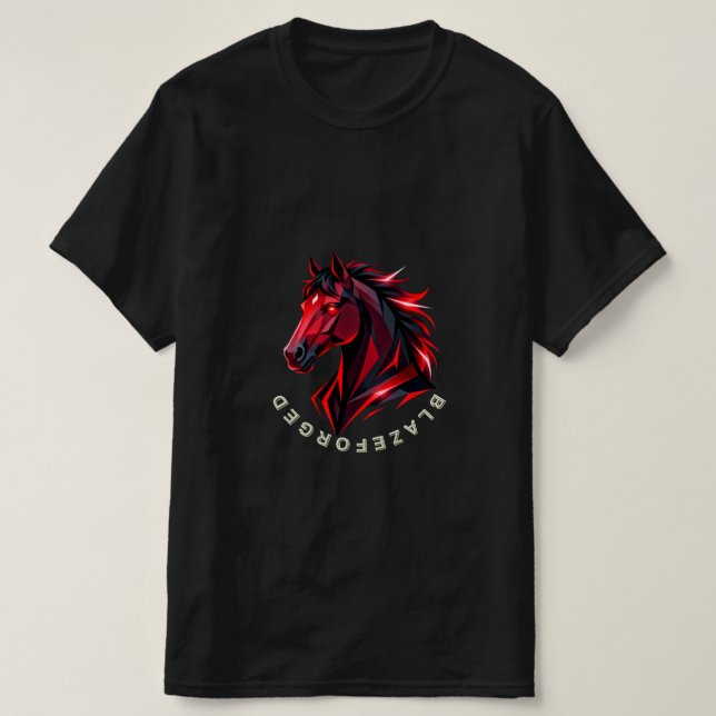Blazeforge | T-Shirt Cheval Géométrique Rouge (Design devant)