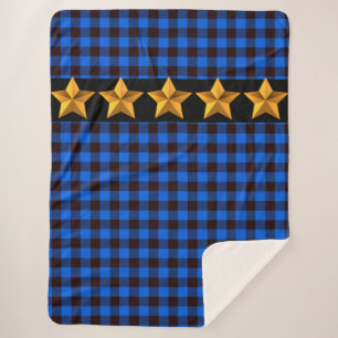 Ble & Black Buffalo Plaid avec étoiles d'or