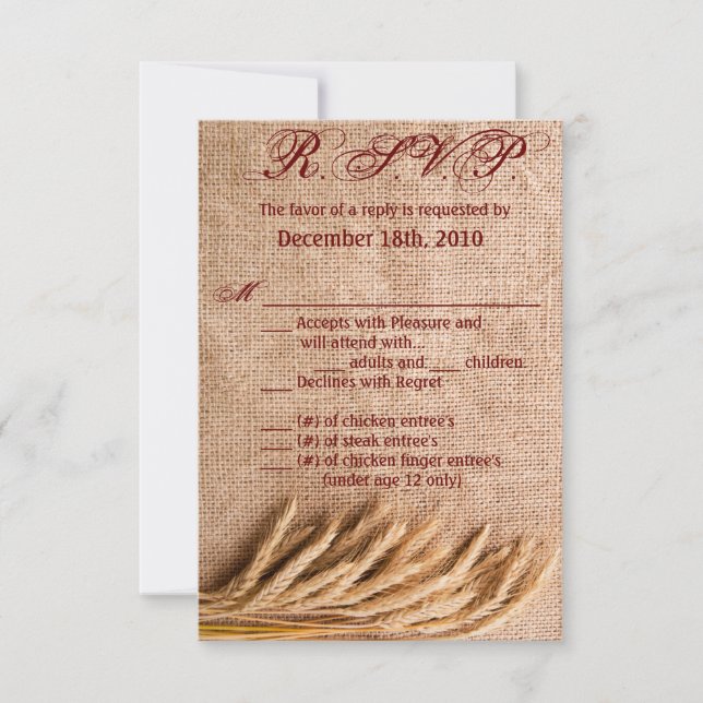 Blé de carte R.S.V.P. 3,5x5 sur Burlap Sack Countr (Devant)