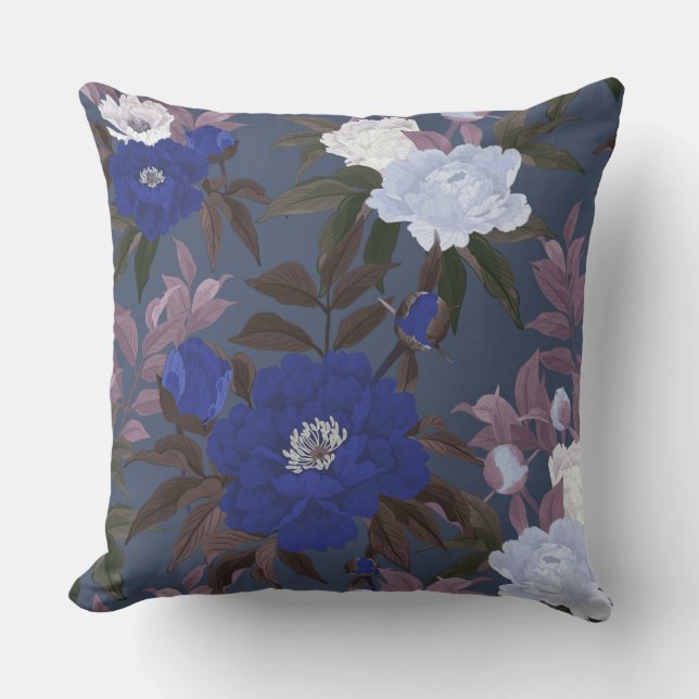 Blé Floral bleu Coussin décoratif (Recto)