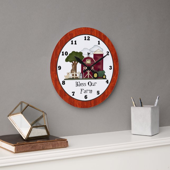 Bless Notre ferme horloge murale (Bureau)