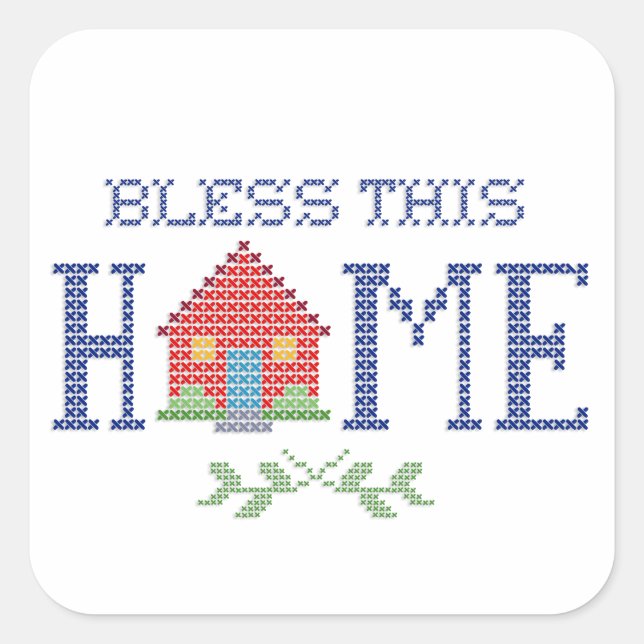 Bless this Home Carré Sticker (Devant)