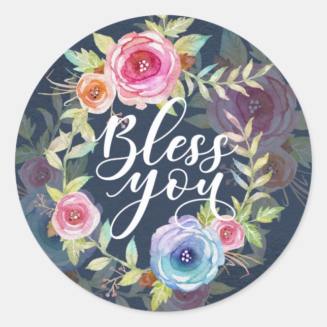 Bless Your, beau Sticker à couronne fleurie (Devant)