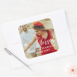 Blessé Coeur Photo Mariage Sticker de la Faveur nu