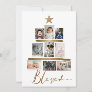 Blessé Gold Script Christmas Tree Photo Collage H