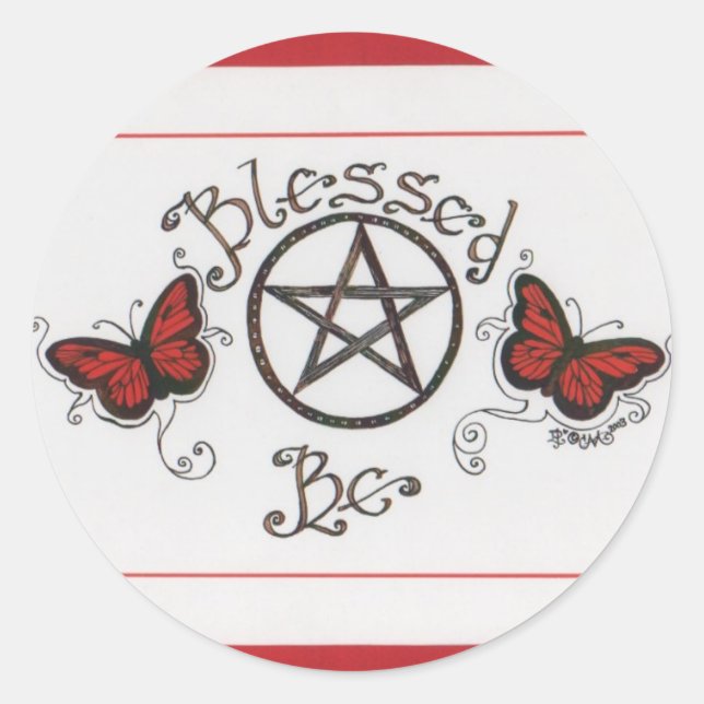 Blessé Papillon et Sticker rond Pentacle (Devant)