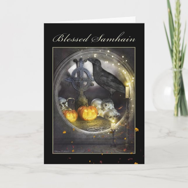 Blessé Samhain Mystical Raven Carte de voeux vierg (Devant)