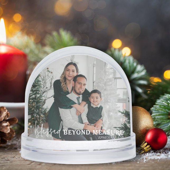 Blessed Beyond Measure Modern Two Photo Keepsake (Customize both sides with your favorite holiday photos  and add the year for a personal keepsake.)