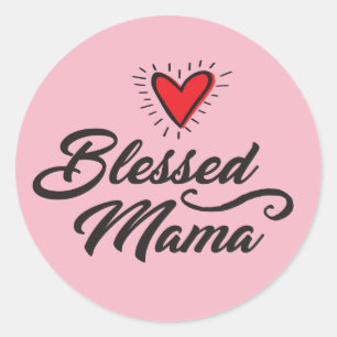 Blessed Mama - Sticker Rond Classique, Glossy, Lg.