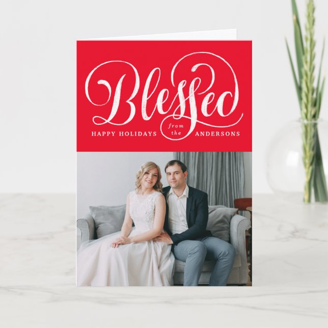 Blessed Script | Carte de vœux pliante pour les Fê (Devant)