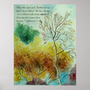Blessings Automne Aquarelle Poster