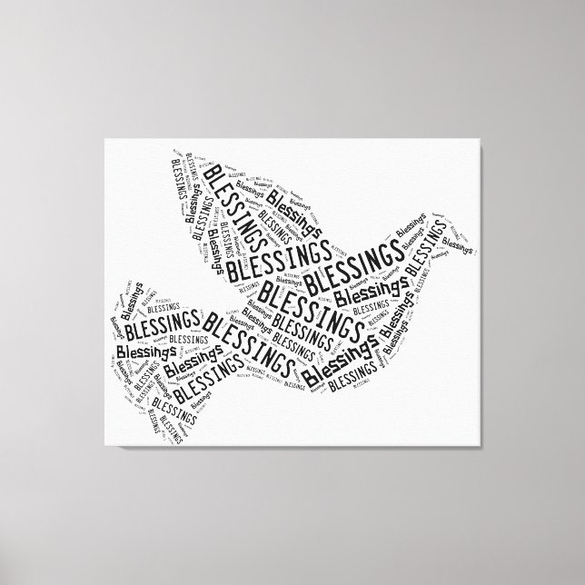 Blessings Dove, Noir sur Blanc, Toile (Recto)