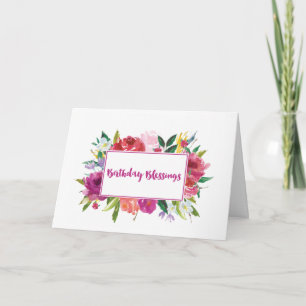 Blessures d'anniversaire Carte Fleurs d'aquarelle