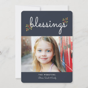 Blessures simples Carte photo de Noël   Bleu