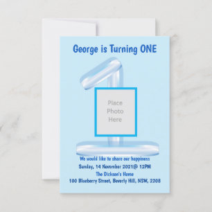 Bleu 1er anniversaire Invitation