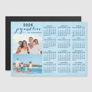 Bleu 2024 Calendrier magnétique Deux photos