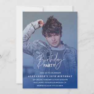 Bleu 20e anniversaire invitation Anniversaire Phot