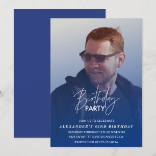 Bleu 62ème anniversaire invitation Anniversaire Ph