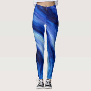 Bleu Abstrait Flux d'eau Leggings