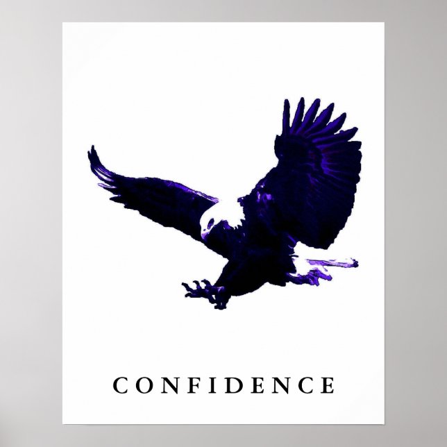 Bleu Aigle blanc Motivation Confiance Poster (Devant)
